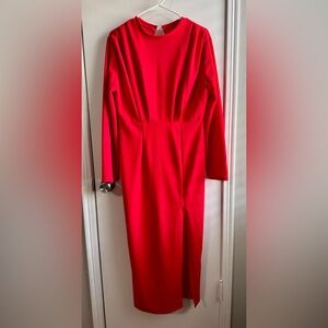 SHEIN Vibrant Red Long Sleeve Dress